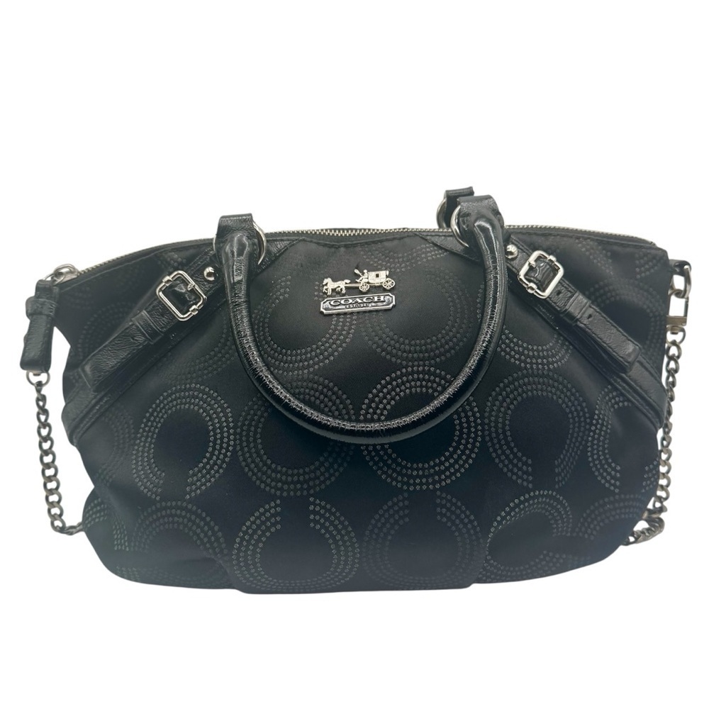 Coach Black Madison Satchel with Unbranded Chain Detail | Good Used Condition - Picture 1 of 14